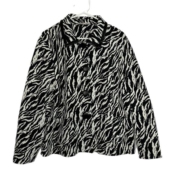 JM Collection Black & White Animal Print Jacket, XL, Pre-owned - Picture 2 of 5